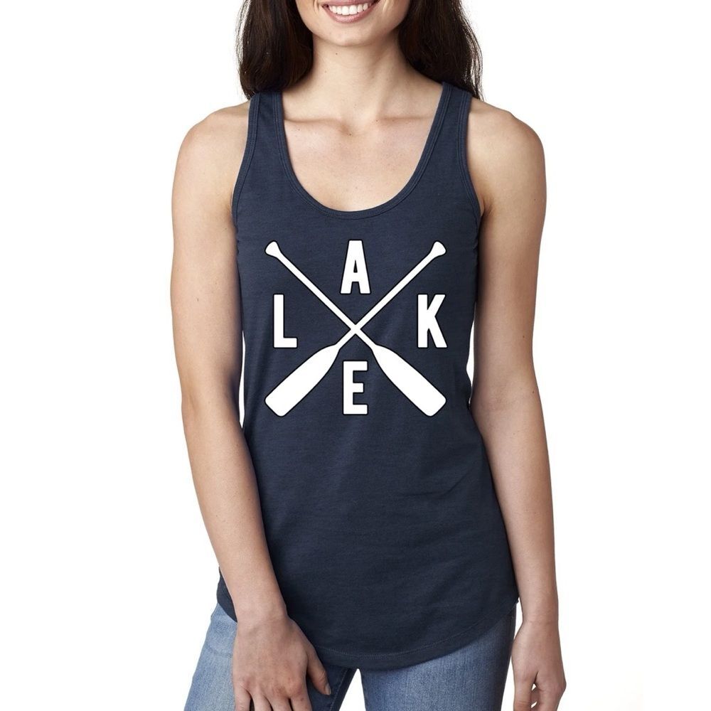 Lake Cross Paddles Tank Top in Charcoal Heather